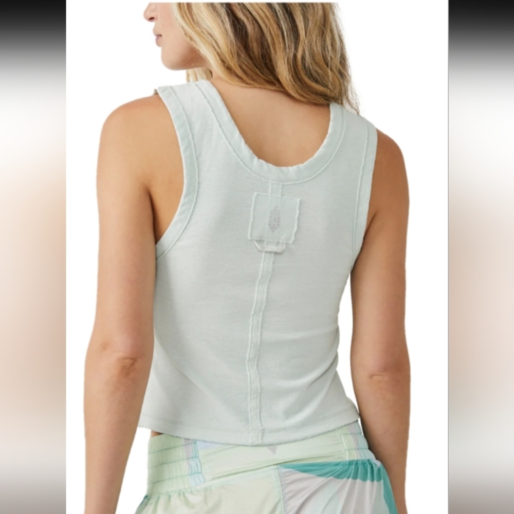XSmall Free People, Back to Basics Tank in Seaglass (very light/pale tea…